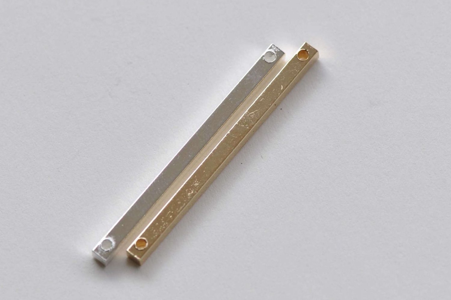 Shiny Silver/Champagne Gold Flat Long Bar Link Rod Connector 40mm 10G