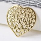 Raw Brass Heart Stamping Floral Embellishments 21mm Set of 20 A8526