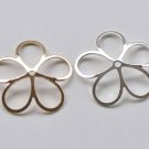 10 pcs Large Filigree 5 Petal Leaf Bead Caps  21mm Shiny Silver/Gold