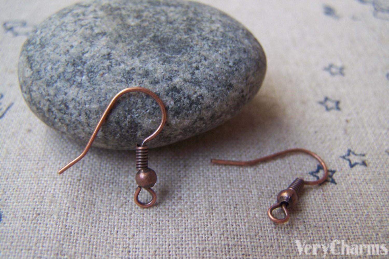 100 pcs Antiqued Copper Fish Ball Hook Earwire Findings  A3012