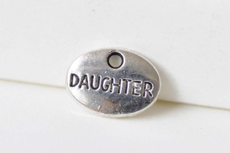 20 pcs Antique Silver Tiny Daughter Tag Charms Double Sided A8713