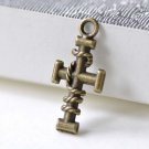 Antique Bronze Coiled Cross Religious Charms 12x26mm Set of 20 A8015