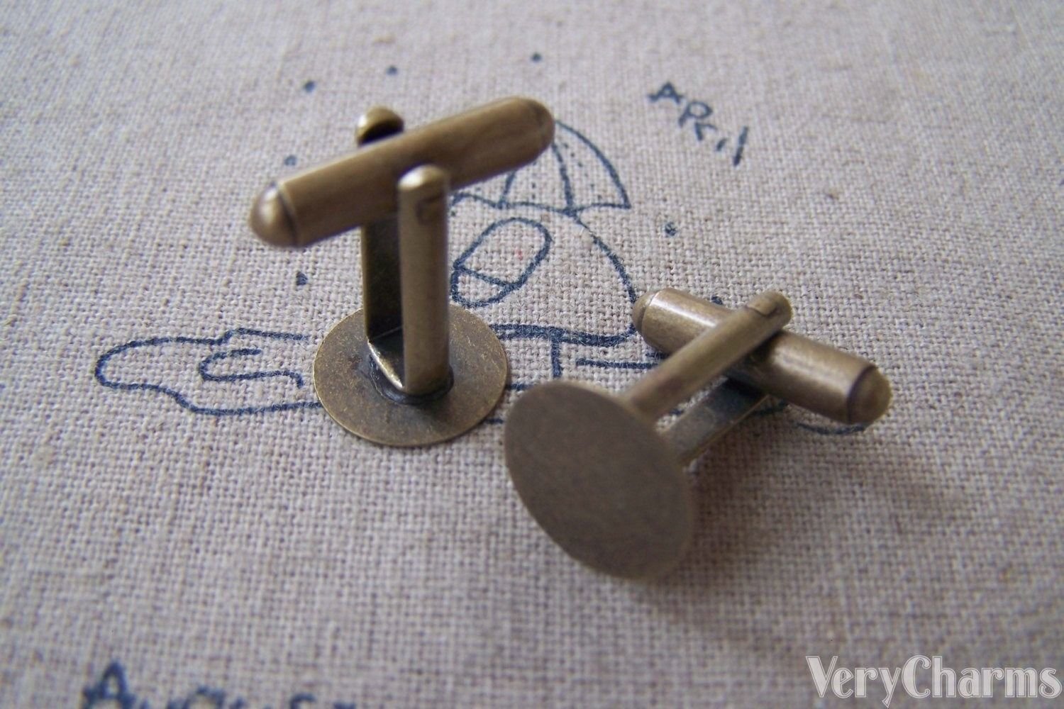 10 pcs Antique Bronze Cuff Links Cufflinks With 12mm Pad A2608