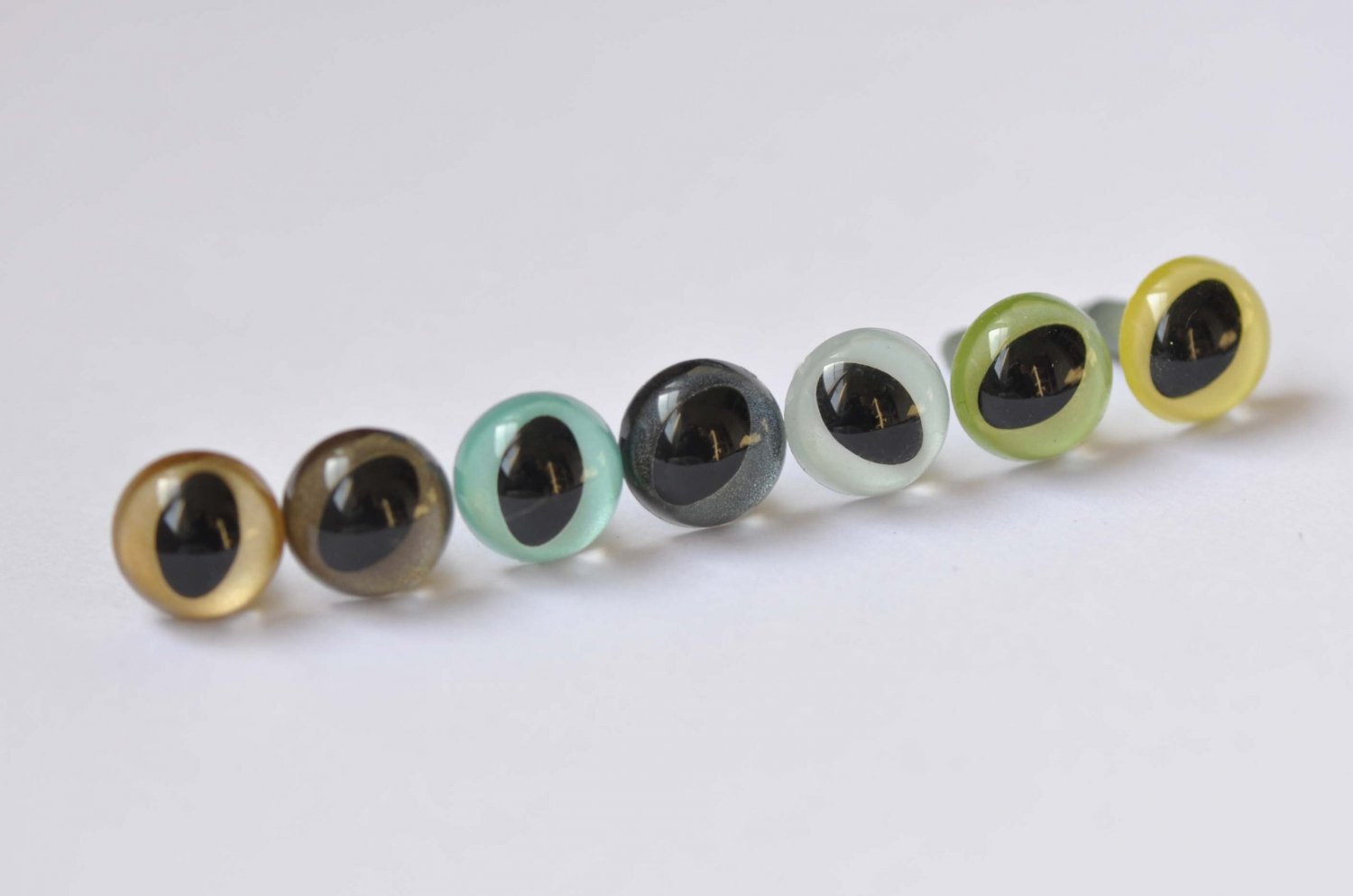 10 pcs 10.5mm Cat Eyes Plastic Animal Eyes Come With Washers Grey Blue-No.10068