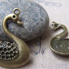 10 pcs Antique Bronze Crown Swan Charms 27x33mm A2940