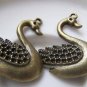 10 pcs Antique Bronze Crown Swan Charms 27x33mm A2940