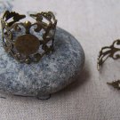 10 pcs Antique Bronze Adjustable Flower Ring Bases 8mm Pad A3884