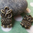 10 pcs Antique Bronze Owl Charms Double Sided  11x20mm A138