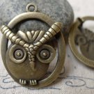 10 pcs Antique Bronze Round Owl Pendants Charms 28x32mm A6908