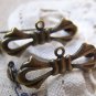 10 pcs Antique Bronze Bow Tie Safety Pin Brooch 10x27mm A3062
