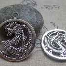 10 pcs Antique Silver Dragon Ring Round Charms 32mm A4716