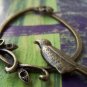 10 pcs Antique bronze Birds Flower Teardrop Pendants  A248