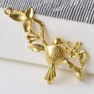 10 pcs Gold Plated Bird On Branch Connector Pendants A8628