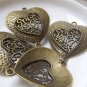 10 pcs Antique Bronze Filigree Heart Connector Charms A4750