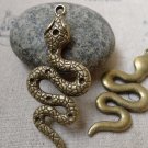 10 pcs of Antique Bronze Snake Pendants Charms 21x49mm A6037