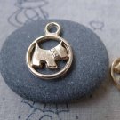 10 pcs of KC Gold Round Filigree Dog Ring Charms 15mm A7585