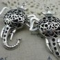 2 pcs Antique Silver 3D Elephant Crown King Pendants  A5919