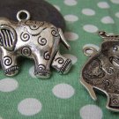 2 pcs Antique Silver Elephant Pendants 40x56mm A1203