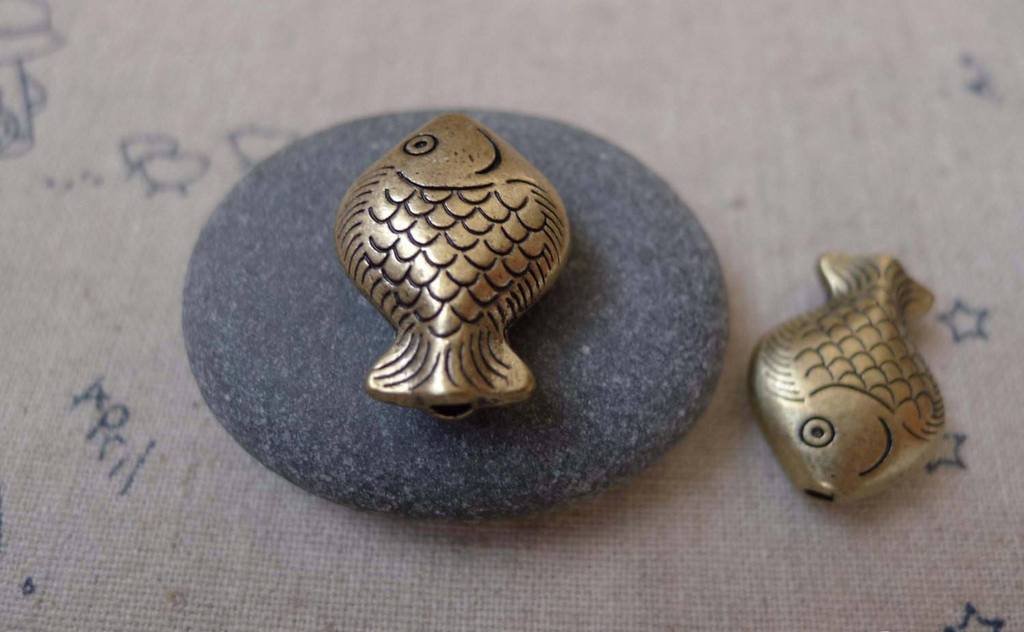 10 pcs Antique Bronze Huge Fish Beads 15x20mm A7478