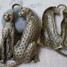 2 pcs of Antique Bronze Huge Leopard Pendants Charms 45x65mm A7044