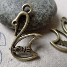 20 Pcs Antique Bronze Flat Cat Charms 11x27mm A2152