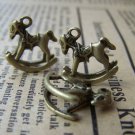 20 pcs of Antique Bronze Rocking Horse Charms 15x15mm A3399