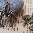 20 pcs of Antique Bronze Two Crane Birds Charms 22x24mm A247