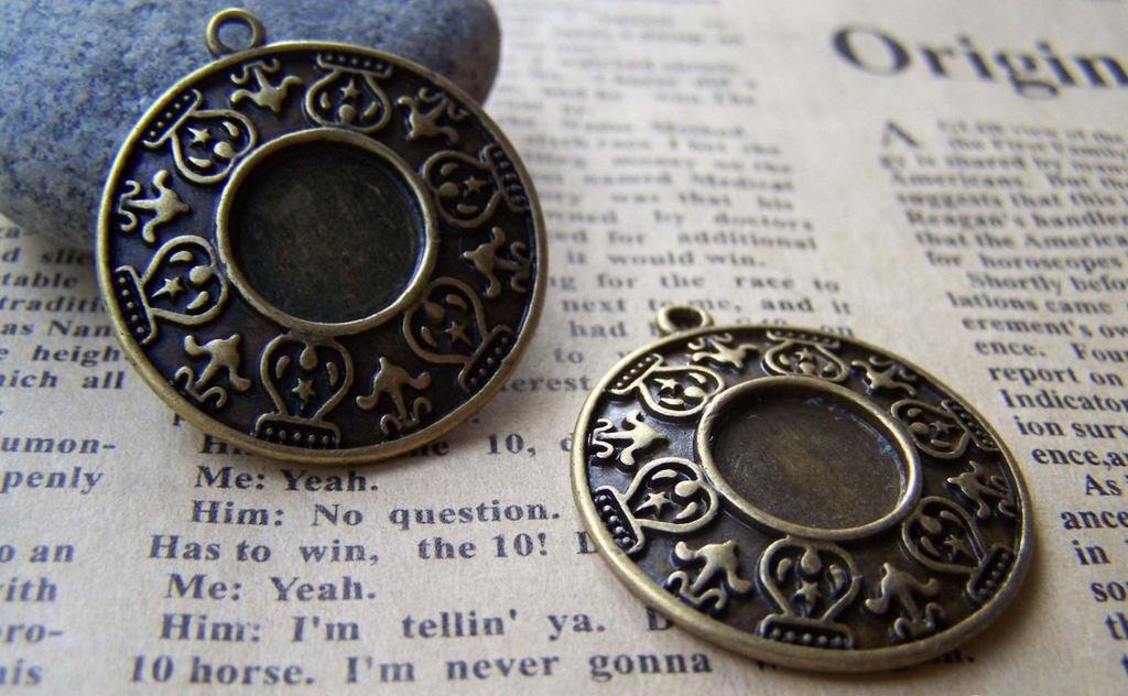 10 pcs Antique Bronze Round Base Setting Match 12mm Cabochon A3205