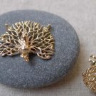 4 pcs 24K Champagne Gold Peacock Connectors Charms A7221