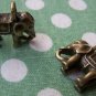 4 pcs Antique Bronze Two Hole Indian Elephant Pendants Charms A608