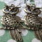 6 pcs Antique Bronze Filigree Owl Pendants Charms 25x50mm A145