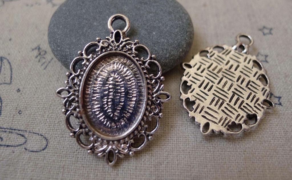 10 pcs Antique Silver Cameo Base Settings Match 13x18mm Cabochon A7477