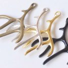 Antler Deer Horn Pendants Charms Set of 6 Antique Bronze A9002
