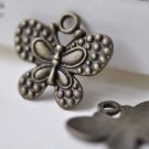 Bronze Butterfly Charms Flat Back Pendants 21x24mm Set of 10 pcs A7819