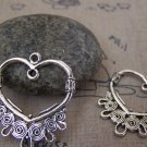 10 pcs Antique Silver Heart Pendant Charms Multiple Loops A5199