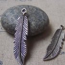 10 pcs of Antique Silver Feather Charms 11x45mm A4745