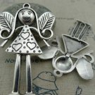 2 pcs Antique Silver Fairy Pendants Charms 38x58mm A1553