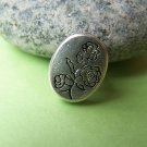 10 pcs Antique Silver Rose Flower Oval Rondelle Beads A1110