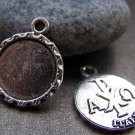 10 pcs Antique Silver Round Base Settings Match 15mm Cameo A1776