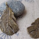 5 pcs Antique Bronze Lovely Feather Charms Pendants 25x49mm A357