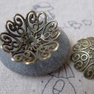 10 pcs Antiqued Bronze Filigree Flower Bead Caps 10x27mm A7278