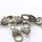 10 pcs Antiqued Bronze/Silver Heart Lobster Clasps 14x26mm Antique Bronze