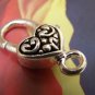 10 pcs Antiqued Silver Heart Lobster Clasps 14x26mm A5198
