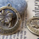 10 pcs Antique Bronze Lucky Flower Ring Charms 25mm A1963