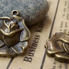 10 pcs Antique Bronze Rose Flower Charms 22x23mm A318