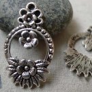 10 pcs Antique Silver Flower Chandelier Earring Drop Pendant A6363