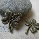20 pcs Antique Bronze Four Leaf Clover Lucky Flower Charms A6140