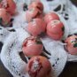 10 pcs Red Flower Green Leaf Pink Ceramic Beads 10mm A1891