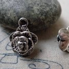 Antique Silver Layered Flower Charms Pendants Set of 10 A6369