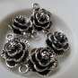 Antique Silver Layered Flower Charms Pendants Set of 10 A6369